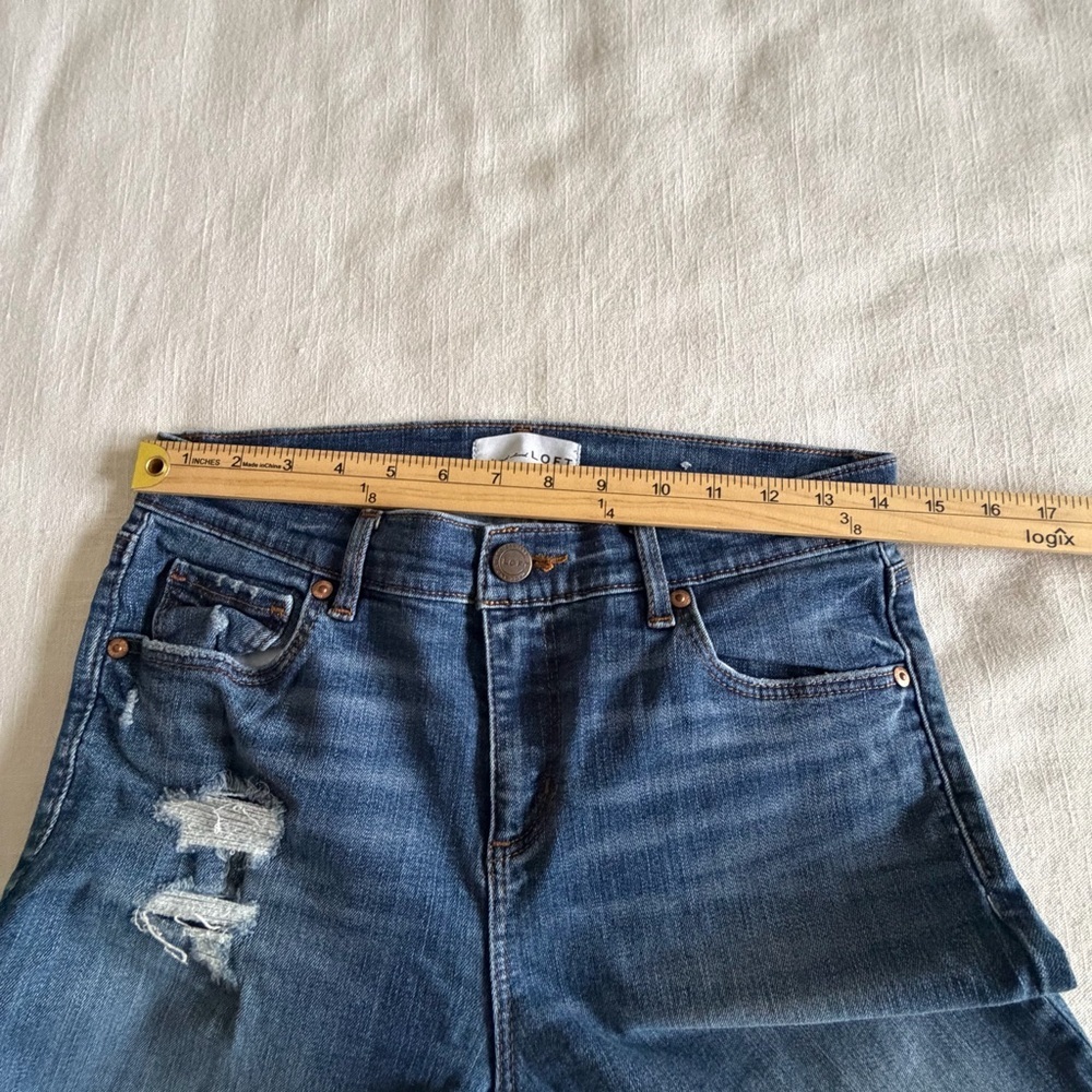 LOFT Modern Skinny Jeans Womens 27/4 Blue Medium Wash Distressed Denim 27x28.5 - Picture 6 of 11